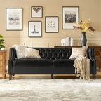 Divano con design trapuntato in vera pelle Eugne Transitional con gambe in legno massello di HULALA HOME