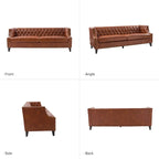 Divano con design trapuntato in vera pelle Eugne Transitional con gambe in legno massello di HULALA HOME