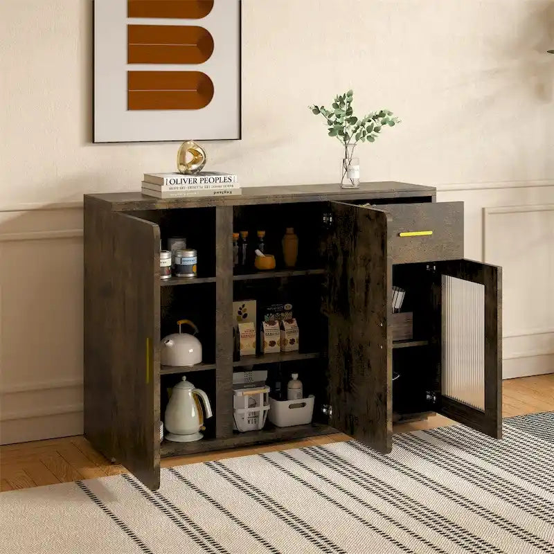 Credenza moderna in legno con ante e cassetti
