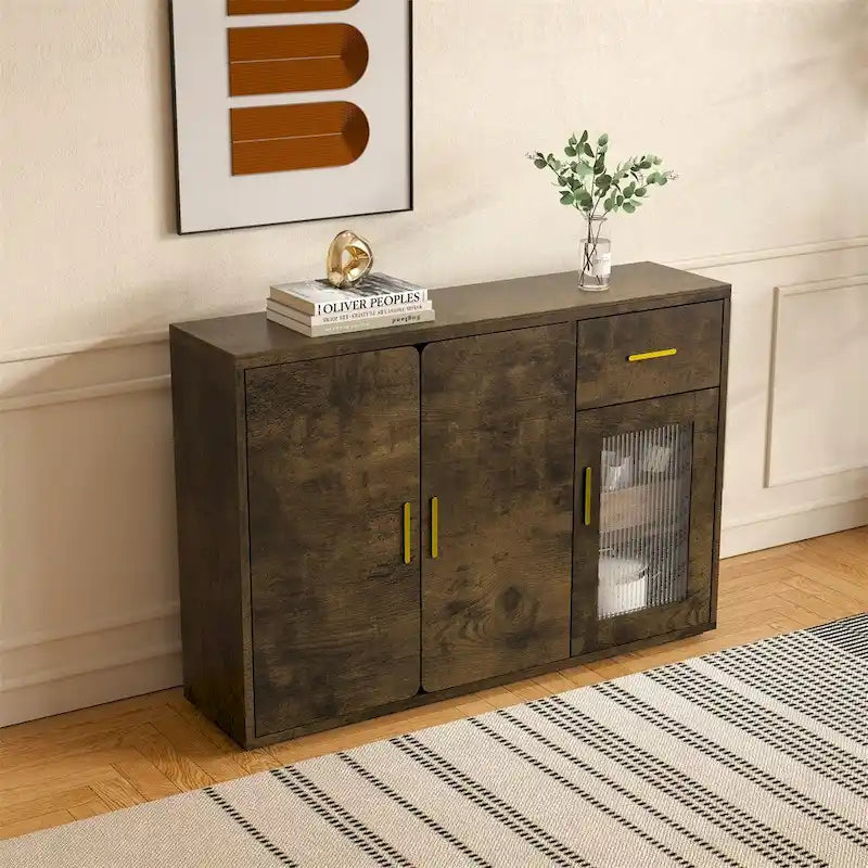 Credenza moderna in legno con ante e cassetti