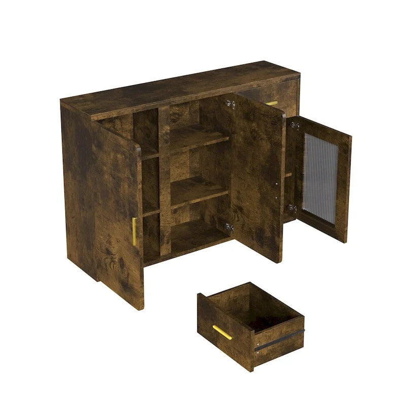 Credenza moderna in legno con ante e cassetti