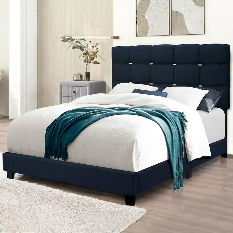Telaio letto imbottito regolabile Queen Size elegante, resistente e antimacchia, non necessita di ingombranti materassi a molle interne