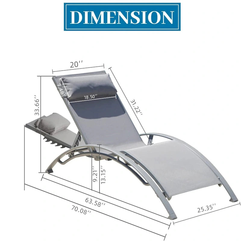 Set di 2 sedie a sdraio da esterno reclinabili con schienale regolabile e cuscino rimovibile per spiaggia e piscina (2 sedie a sdraio)