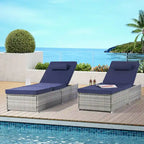 Outdoor Patio Chaise Lounge Chair,Lying in bed with PE Rattan and Steel Frame, PE Wickers