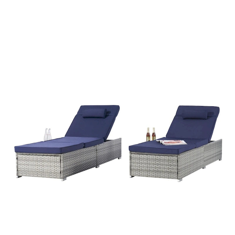 Sedia a sdraio da esterno per patio, letto a sdraio in rattan PE e telaio in acciaio, vimini in PE