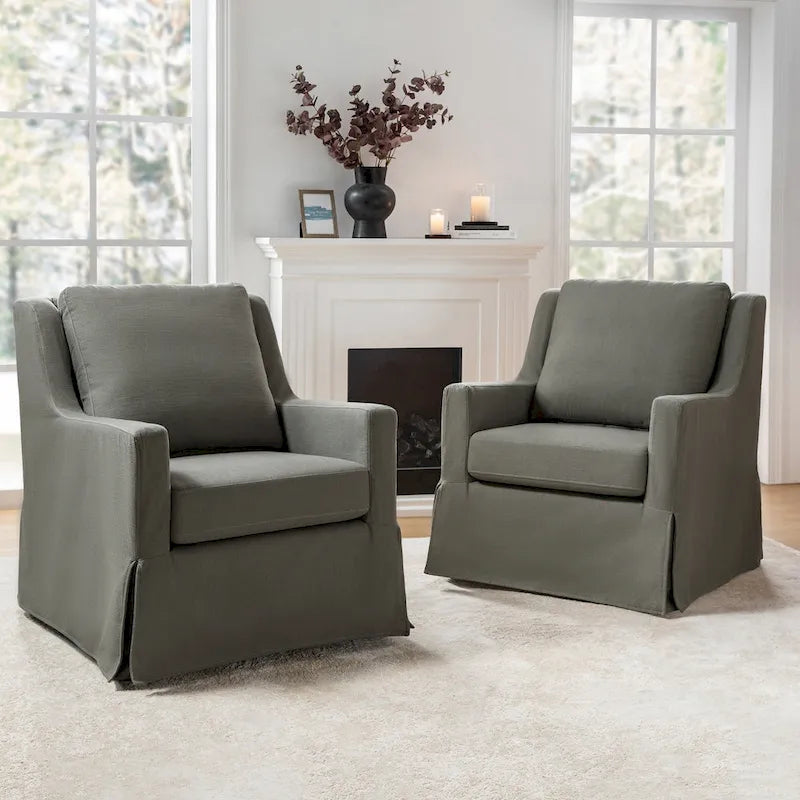Poltrone a dondolo girevoli Stan Farmhouse Slipcover, set da 2, di HULALA HOME