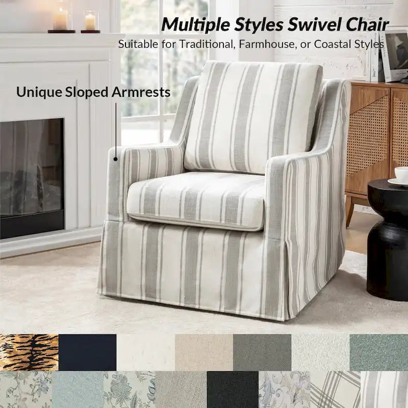 Poltrone a dondolo girevoli Stan Farmhouse Slipcover, set da 2, di HULALA HOME