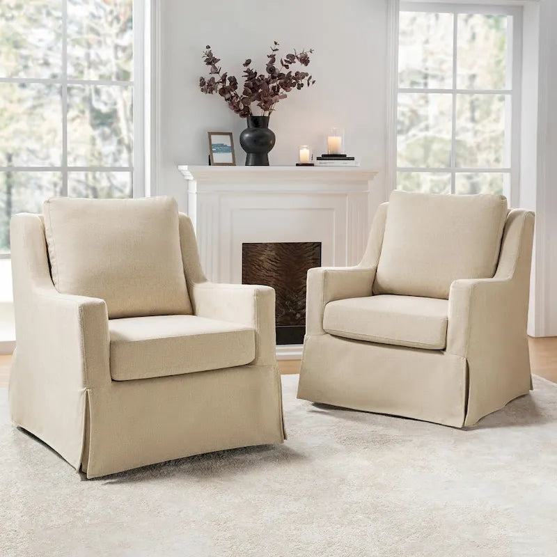 Poltrone a dondolo girevoli Stan Farmhouse Slipcover, set da 2, di HULALA HOME
