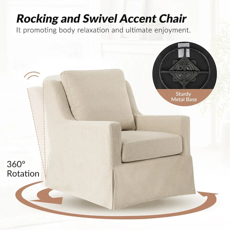 Poltrone a dondolo girevoli Stan Farmhouse Slipcover, set da 2, di HULALA HOME