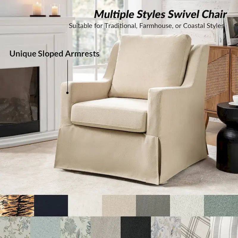 Poltrone a dondolo girevoli Stan Farmhouse Slipcover, set da 2, di HULALA HOME