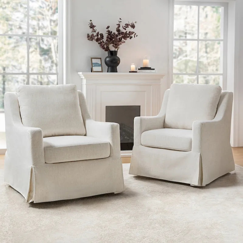 Poltrone a dondolo girevoli Stan Farmhouse Slipcover, set da 2, di HULALA HOME