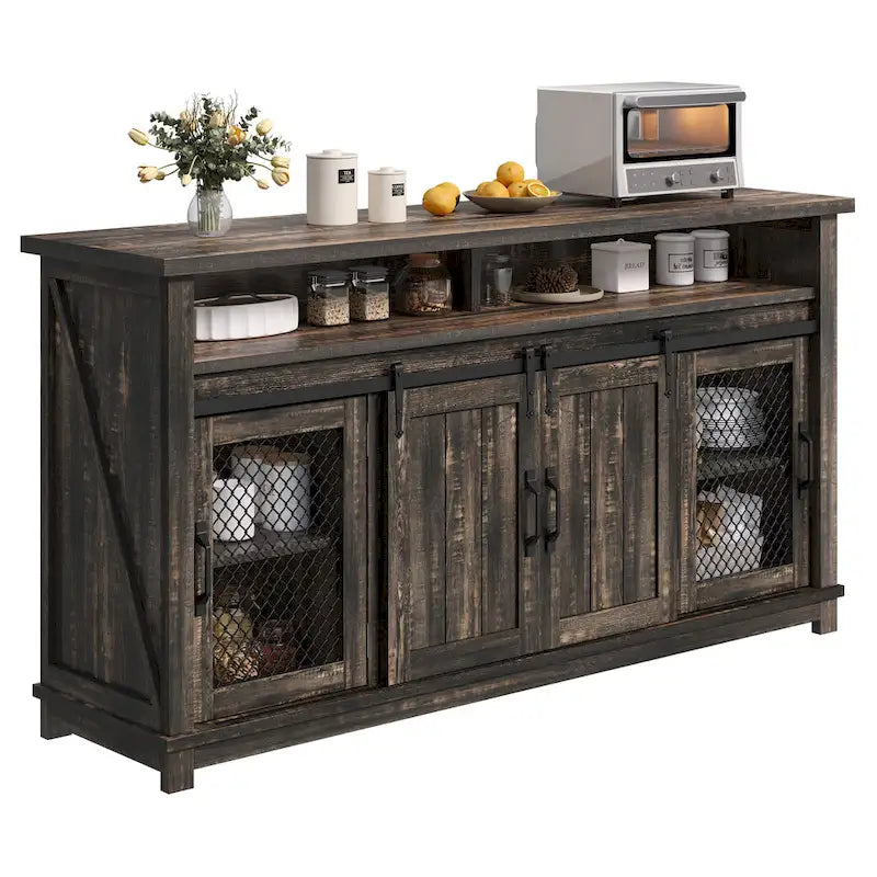 Credenza a buffet rustica con ante scorrevoli a persiana