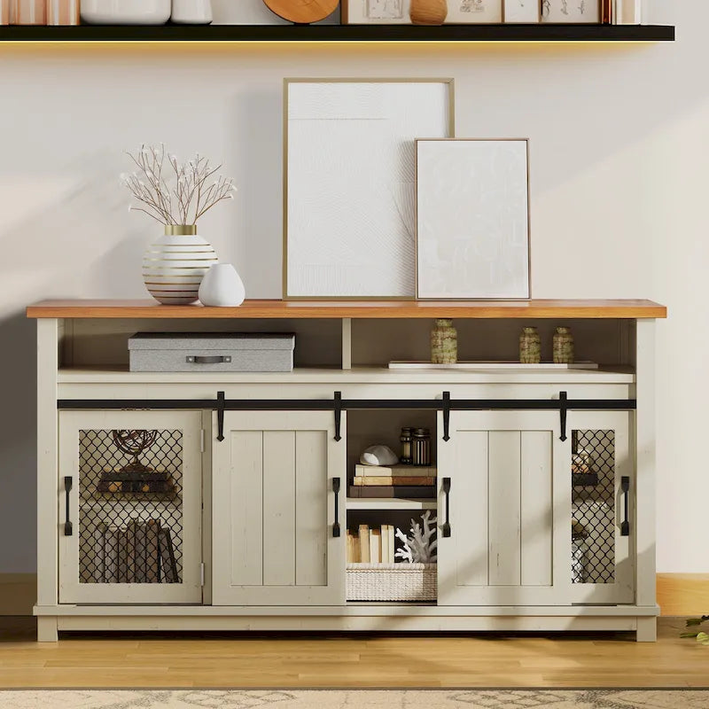 Credenza a buffet rustica con ante scorrevoli a persiana