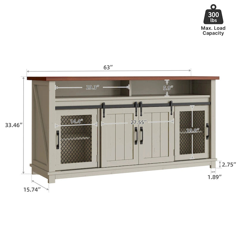 Credenza a buffet rustica con ante scorrevoli a persiana