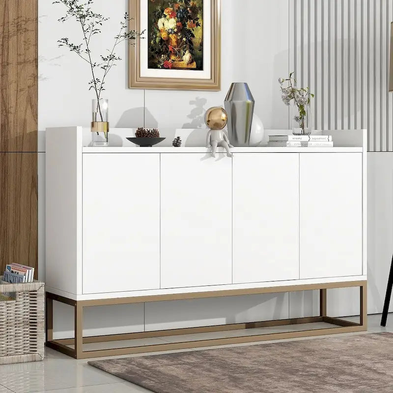 47.2 Credenza Moderna a 4 Ante con Base in Metallo