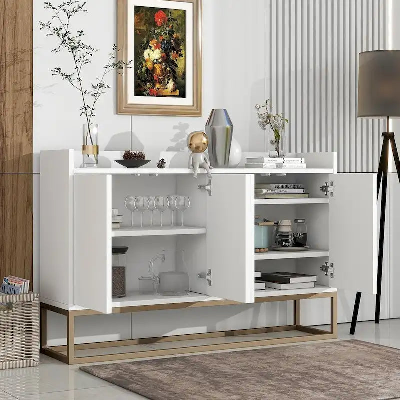 47.2 Credenza Moderna a 4 Ante con Base in Metallo