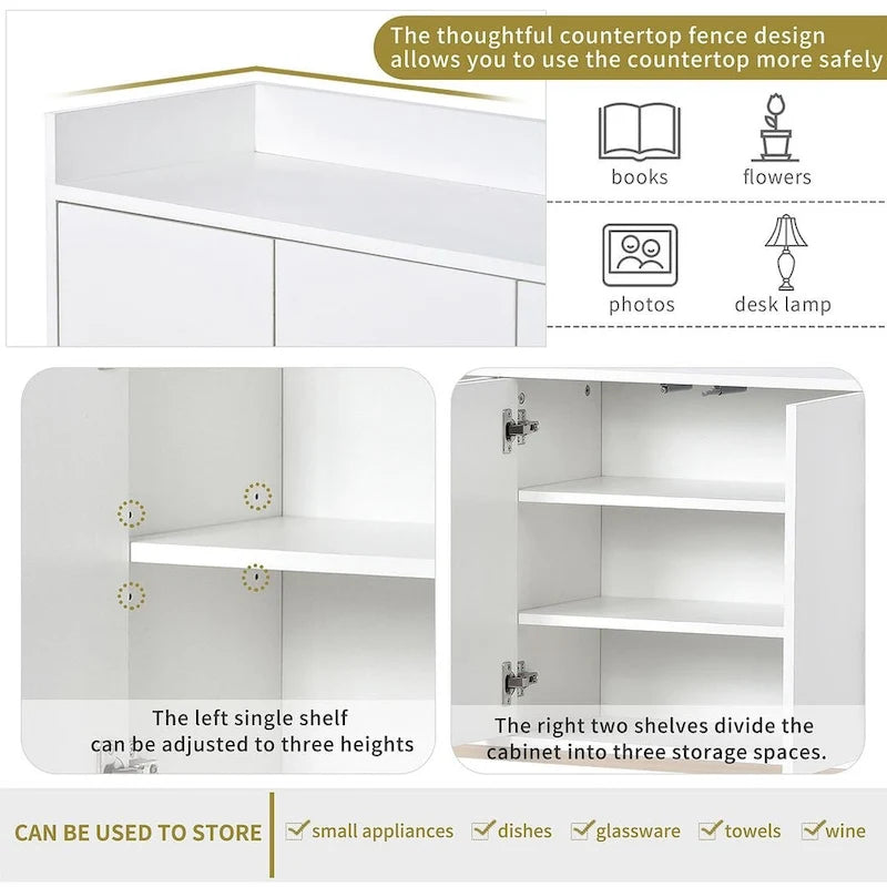 47.2 Credenza Moderna a 4 Ante con Base in Metallo