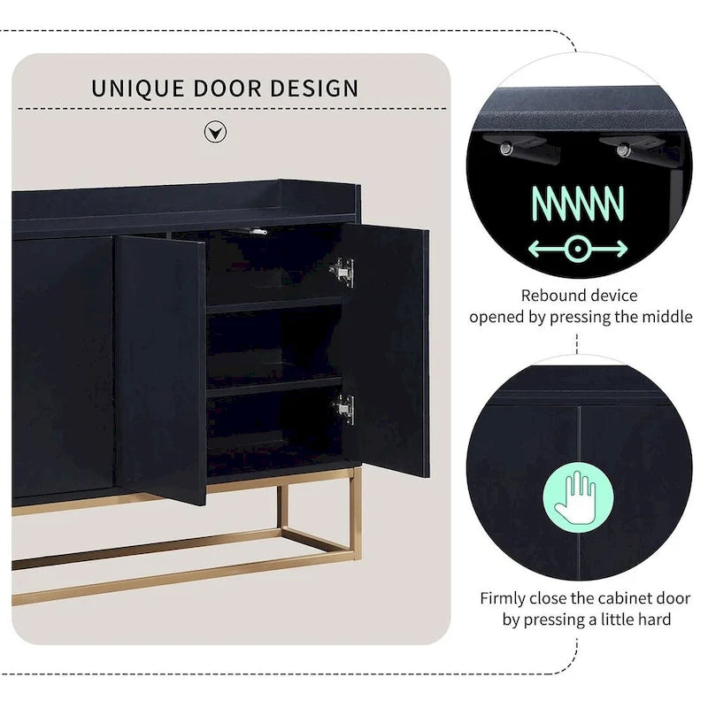 47.2 Credenza Moderna a 4 Ante con Base in Metallo