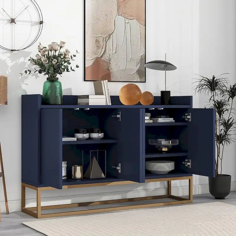 47.2 Credenza Moderna a 4 Ante con Base in Metallo