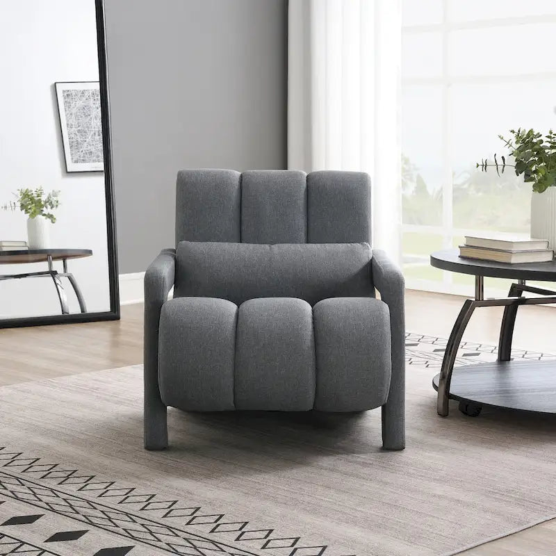 Poltrona moderna rivestita in lino con 1 cuscino, set da 1