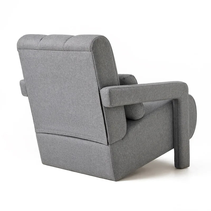 Poltrona moderna rivestita in lino con 1 cuscino, set da 1