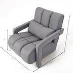 Poltrona moderna rivestita in lino con 1 cuscino, set da 1
