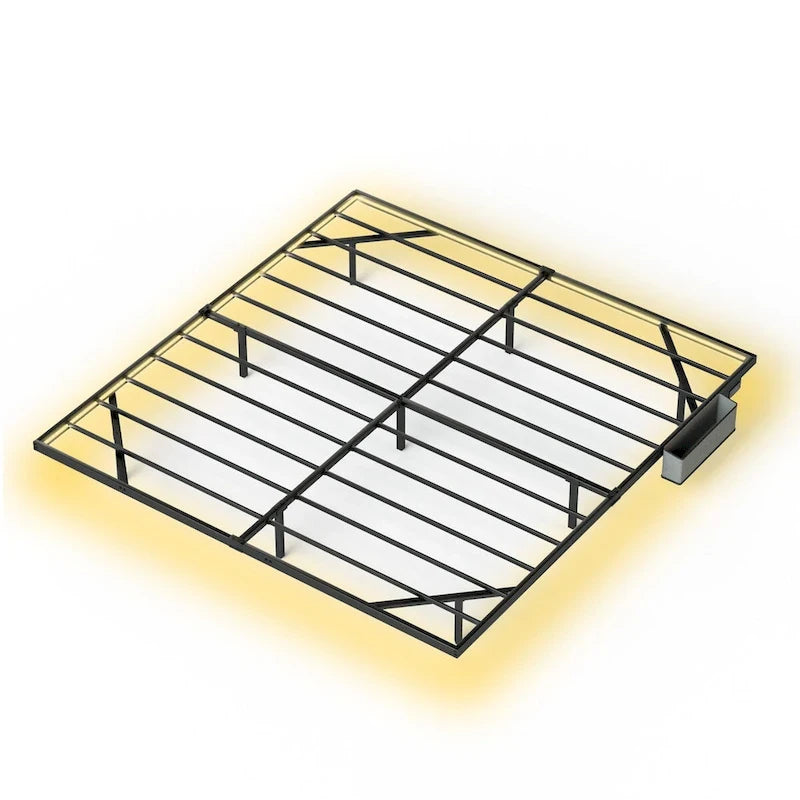 Struttura Letto King Size Sospesa con Luci LED e Stazione di Ricarica - Piattaforma in Metallo