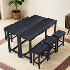 Set da 8 Pezzi Tavolo da Bar con Sgabelli e Prese Elettriche Integrate
