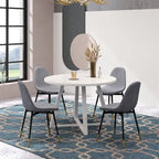 Set da pranzo rotondo Roundhill Furniture Evatt da 5 pezzi, tavolo rotondo a cavalletto con 4 sedie eleganti