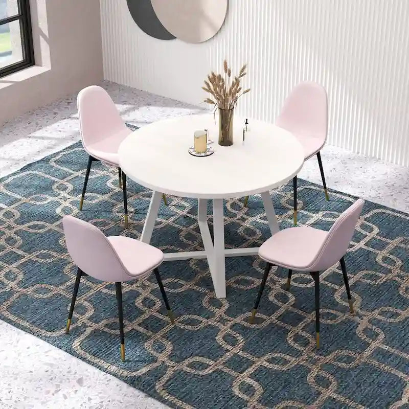 Set da pranzo rotondo Roundhill Furniture Evatt da 5 pezzi, tavolo rotondo a cavalletto con 4 sedie eleganti