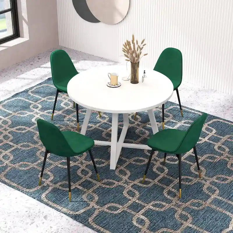 Set da pranzo rotondo Roundhill Furniture Evatt da 5 pezzi, tavolo rotondo a cavalletto con 4 sedie eleganti
