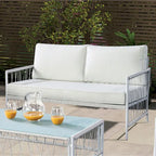 Furniture of America Plato Set da Salotto Moderno da Esterno a 4 Pezzi in Vimini Bianco