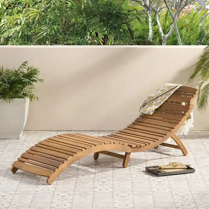Lahaina Wood Foldable Chaise Lounge - as picture