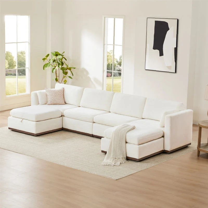 Divano componibile modulare oversize in tessuto Donna con base in legno migliorata