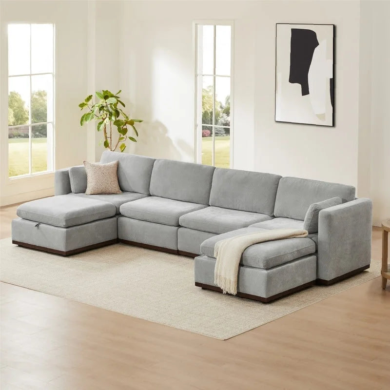 Divano componibile modulare oversize in tessuto Donna con base in legno migliorata