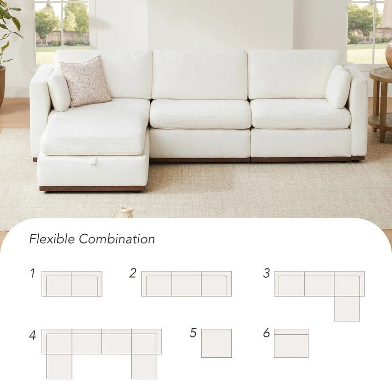 Divano componibile modulare oversize in tessuto Donna con base in legno migliorata