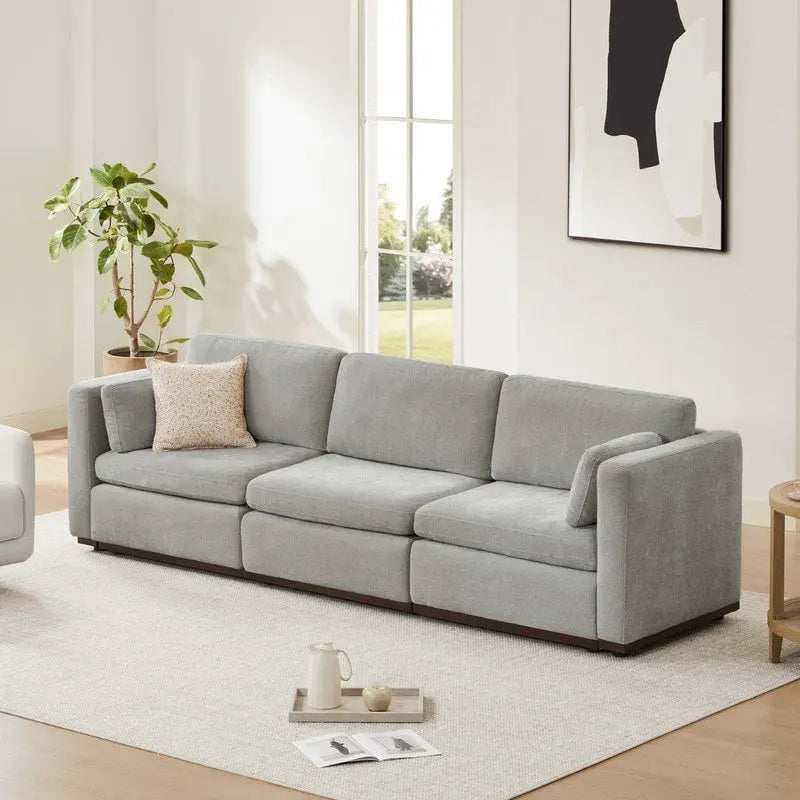 Divano componibile modulare oversize in tessuto Donna con base in legno migliorata