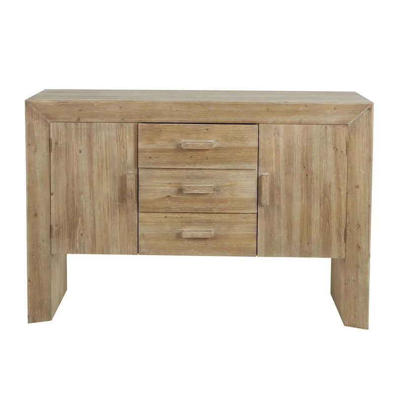 Mobile credenza in legno a 2 ante e 3 cassetti con venature naturali - Marrone - Roche River Decor