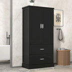 Armadietto alto da bagno, Armadietto con due ante e cassetti, Ripiano regolabile, Pannello in MDF