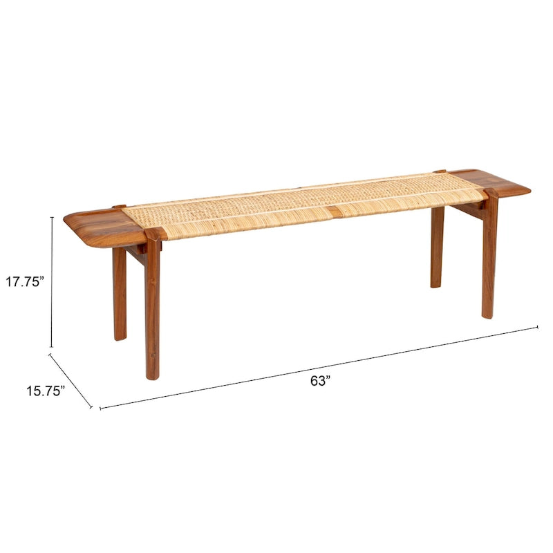 Panchina in Teak e Rattan