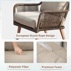 Set da conversazione da patio 4 pezzi, set da esterno in vimini di rattan intrecciato a mano con struttura in alluminio - 54,72 * 31,69 * 22,83