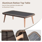 Set da conversazione da patio 4 pezzi, set da esterno in vimini di rattan intrecciato a mano con struttura in alluminio - 54,72 * 31,69 * 22,83