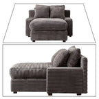Moderna ed elegante chaise longue rivestita in velluto a coste