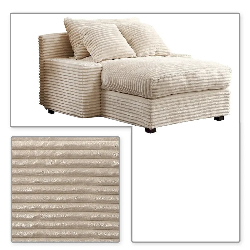 Moderna ed elegante chaise longue rivestita in velluto a coste