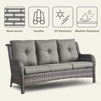 Divano da Esterno con Poltrona Girevole, Pouf e Tavolo con Focolare - Grigio