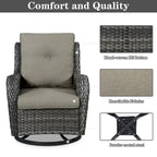 Divano da Esterno con Poltrona Girevole, Pouf e Tavolo con Focolare - Grigio