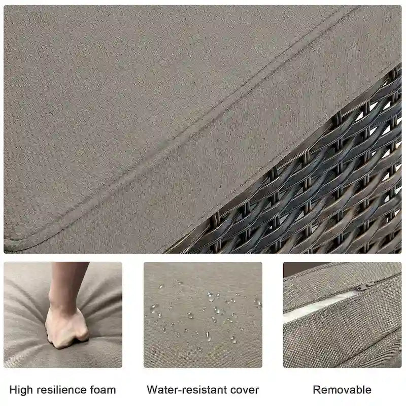 Divano da Esterno con Poltrona Girevole, Pouf e Tavolo con Focolare - Grigio