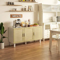 HOMCOM Credenza Buffet, Mobile da Cucina, Mobile Bar per Caffè con 3 Ante in Rattan e Ripiani Regolabili