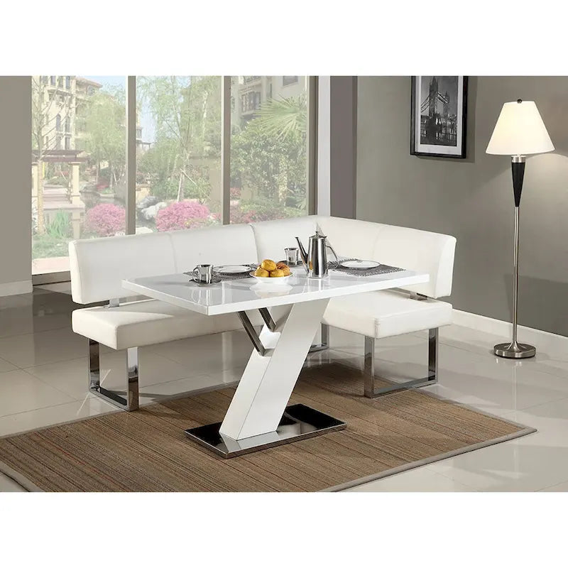 Panca ad angolo con tavolo da pranzo Somette Leah White Nook