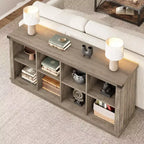 Libreria organizer a 8 cubi, libreria orizzontale rustica, libreria in legno da 62 pollici per ingresso, librerie lunghe e basse per soggiorno